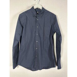 Uniqlo Mens Navy Mini Floral Print Button-Down Long Sleeve Shirt Medium Casual